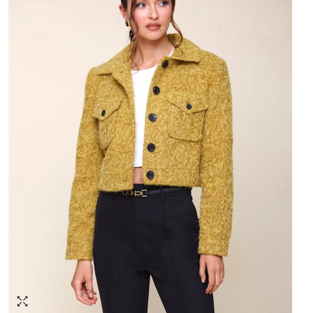 Avec Les Filles Cropped Textured Trucker Jacket